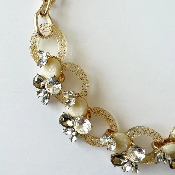 INC International Concepts Womens Gold Glitter Resin Crystal Link Necklace - Picture 3 of 5